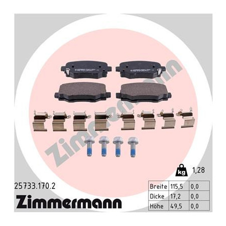 ZIMMERMANN 25733.170.2 Bremsbeläge Hinten für