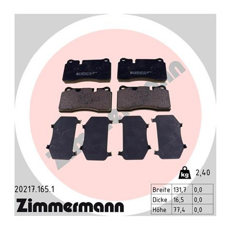 ZIMMERMANN 20217.165.1 Pastiglie freno Anteriore per
