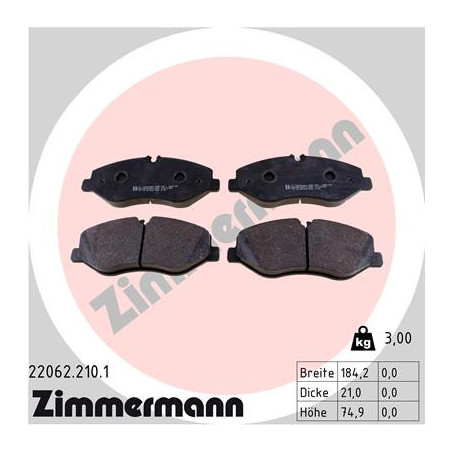 ZIMMERMANN 22062.210.1 Brzdové platničky Predné pre