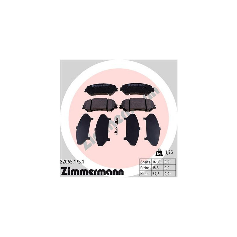 ZIMMERMANN 22065.175.1 Brzdové destičky