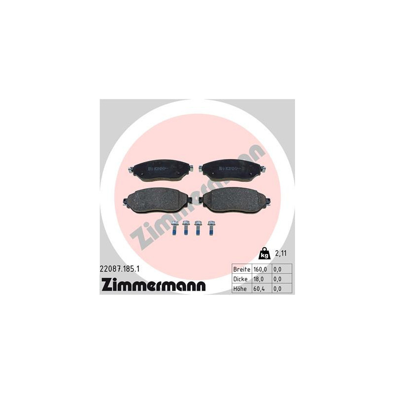 ZIMMERMANN 22087.185.1 Brzdové platničky Predné pre