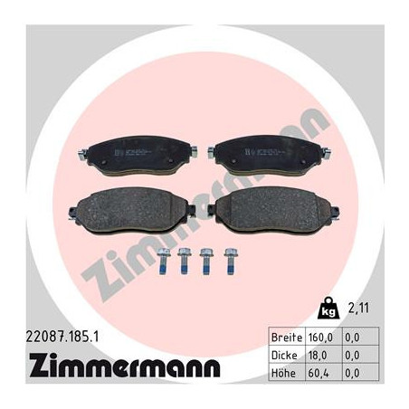 ZIMMERMANN 22087.185.1 Brzdové destičky Přední pro