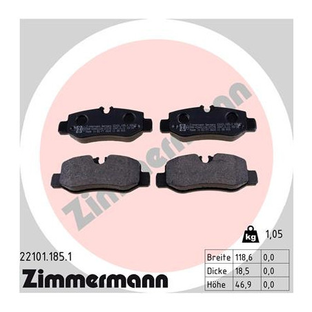 ZIMMERMANN 22101.185.1 Pastillas de freno Trasero para