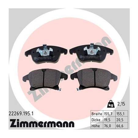 ZIMMERMANN 22269.195.1 Brzdové platničky Predné pre