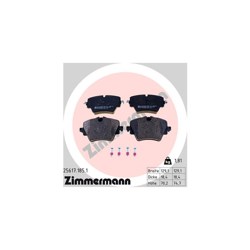 ZIMMERMANN 25617.185.1 Brzdové destičky Přední pro