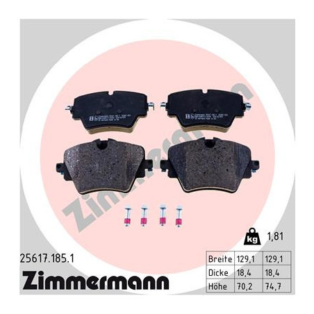 ZIMMERMANN 25617.185.1 Plaquettes de frein Avant pour
