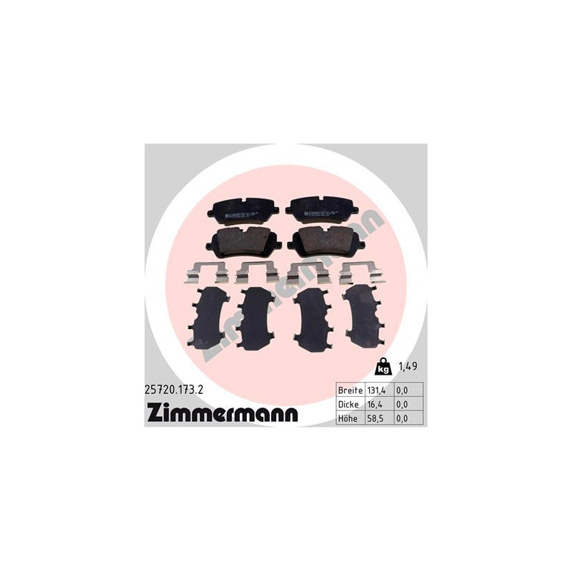ZIMMERMANN 25720.173.2 Bremsbeläge Hinten für
