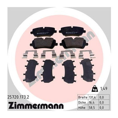 ZIMMERMANN 25720.173.2 Klocki hamulcowe Tył dla