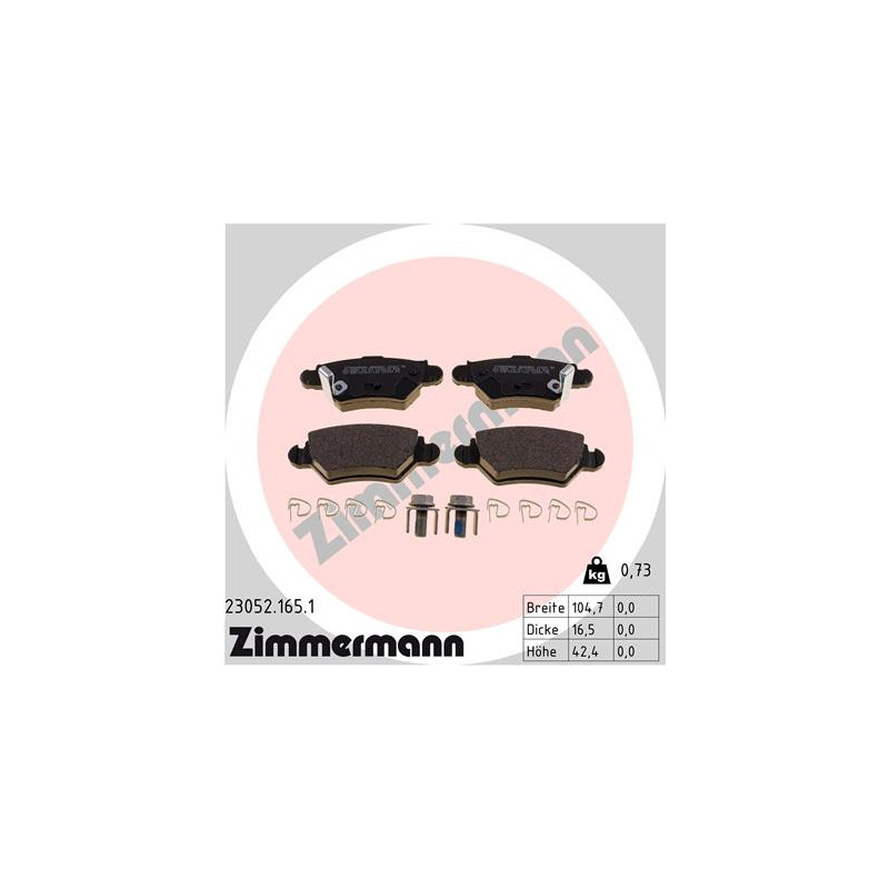 ZIMMERMANN 23052.165.1 Brake Pads