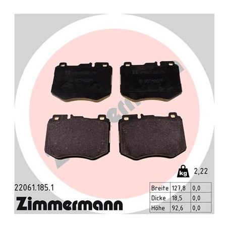 ZIMMERMANN 22061.185.1 Brzdové platničky Predné pre