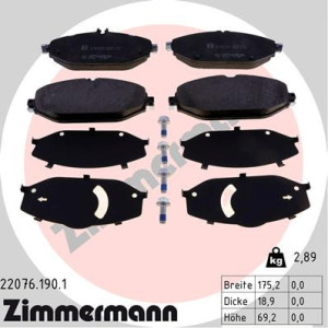 ZIMMERMANN 22076.190.1 Pastillas de freno Delantero para