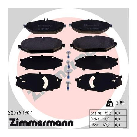 ZIMMERMANN 22076.190.1 Brake Pads Set Front for