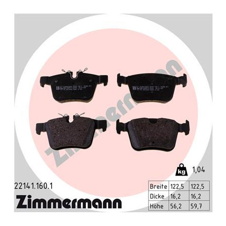 ZIMMERMANN 22141.160.1 Bremsbeläge Hinten für