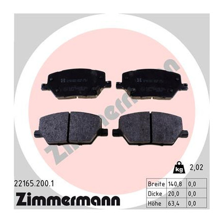 ZIMMERMANN 22165.200.1 Bremsbeläge Vorne für