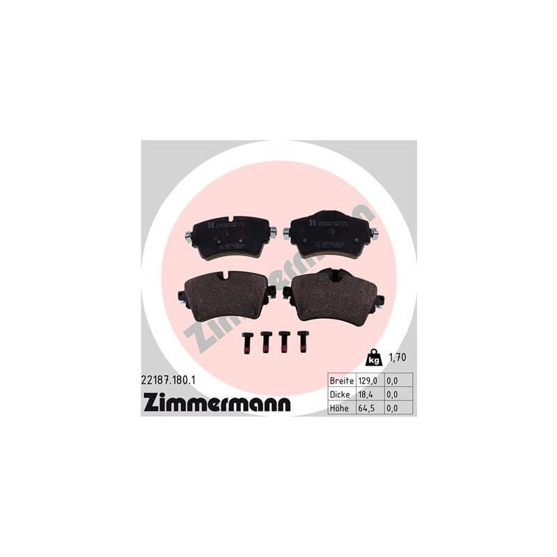 ZIMMERMANN 22187.180.1 Klocki hamulcowe Przód dla