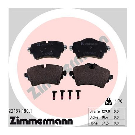 ZIMMERMANN 22187.180.1 Brzdové destičky Přední pro