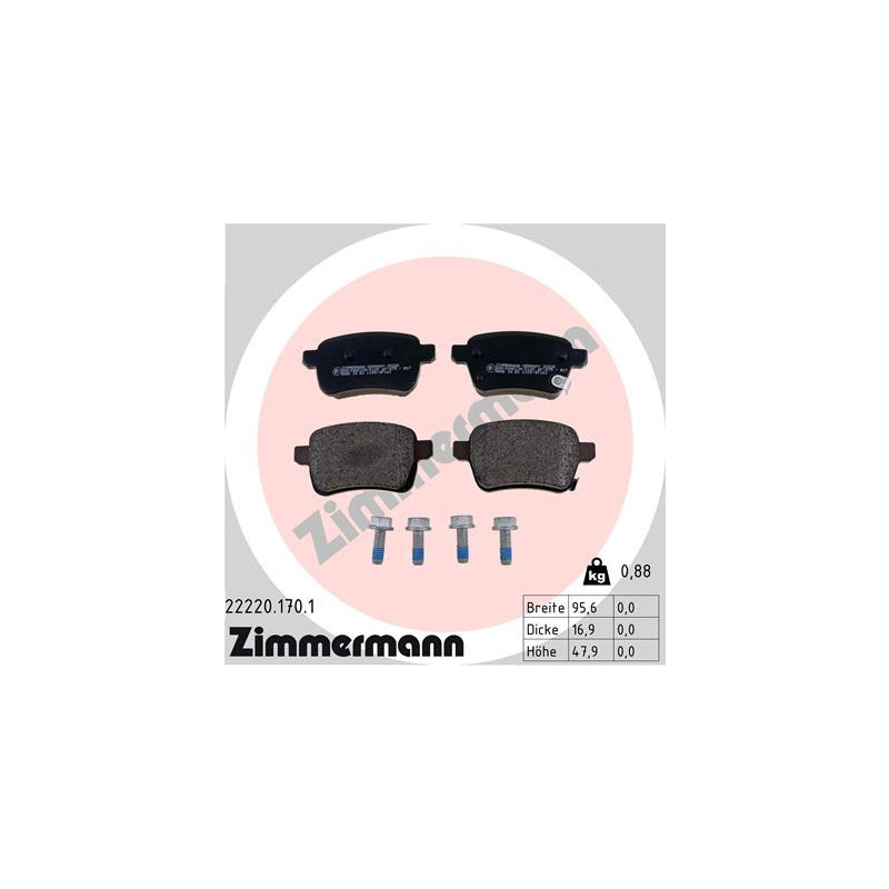 ZIMMERMANN 22220.170.1 Plaquettes de frein Arrière pour