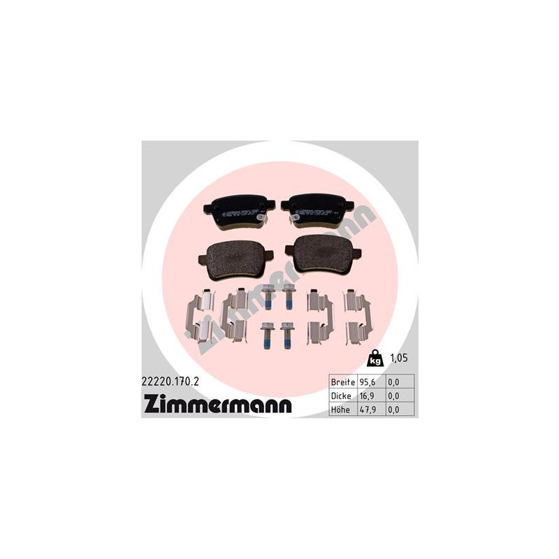 ZIMMERMANN 22220.170.2 Brake Pads Set Rear for