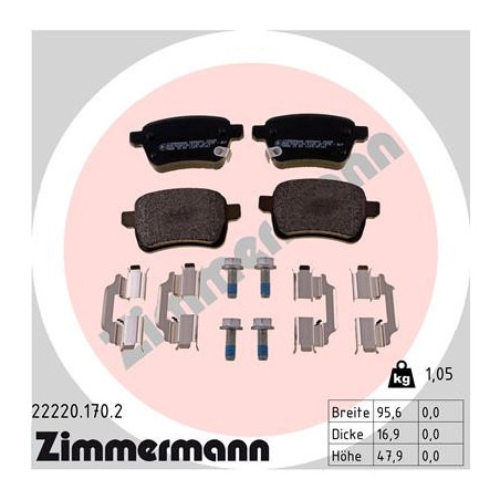 ZIMMERMANN 22220.170.2 Plaquettes de frein Arrière pour