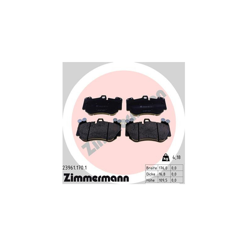 ZIMMERMANN 23961.170.1 Pastillas de freno Delantero para