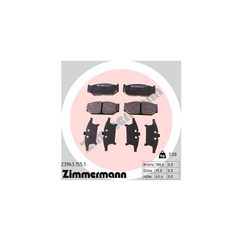 ZIMMERMANN 23963.155.1 Klocki hamulcowe Przód dla