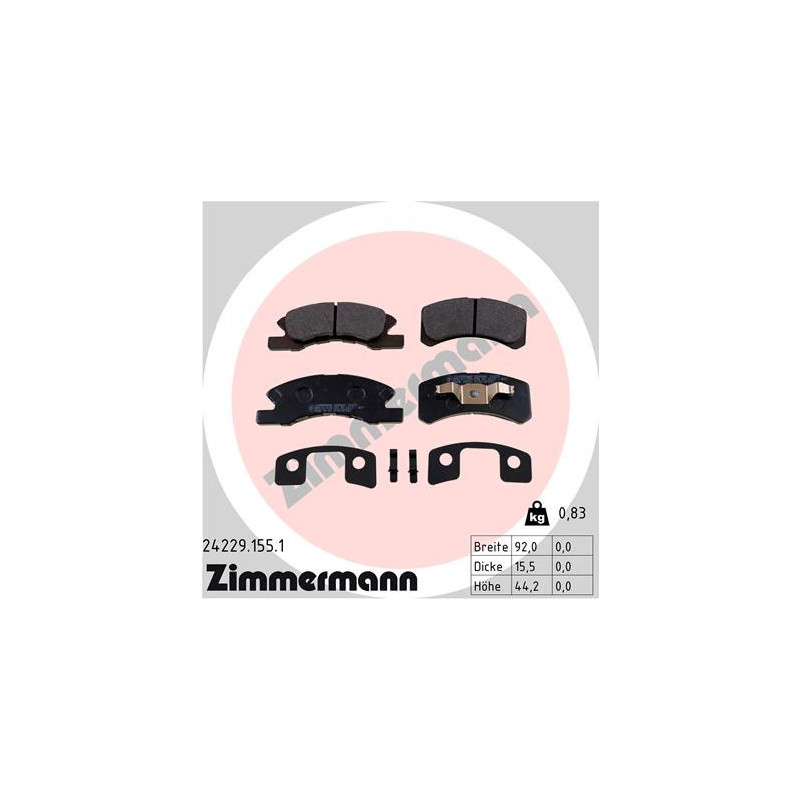 ZIMMERMANN 24229.155.1 Klocki hamulcowe Przód dla