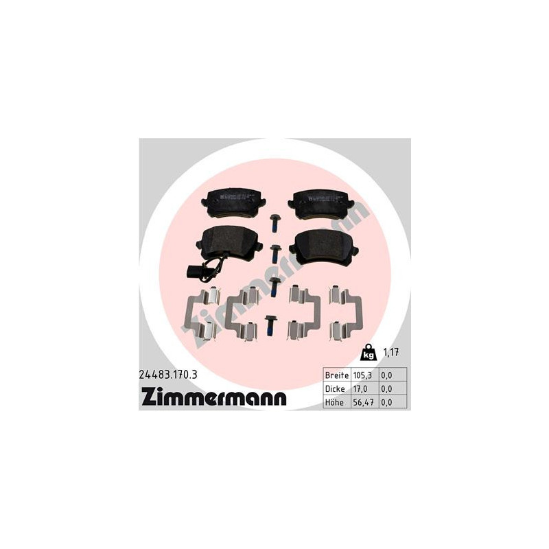 ZIMMERMANN 24483.170.3 Klocki hamulcowe Tył dla