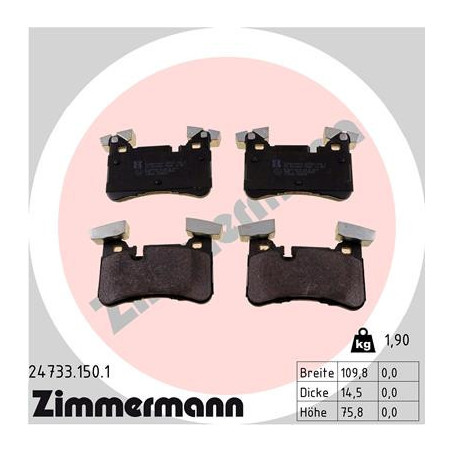 ZIMMERMANN 24733.150.1 Brzdové destičky Zadní pro