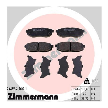 ZIMMERMANN 24854.160.1 Pastillas de freno Trasero para