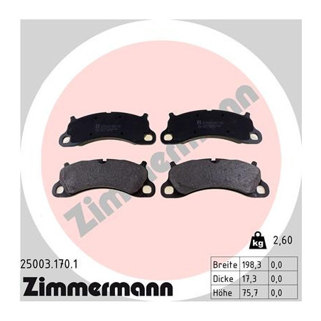 ZIMMERMANN 25003.170.1 Klocki hamulcowe Przód dla