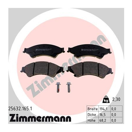 ZIMMERMANN 25632.165.1 Brzdové platničky Predné pre