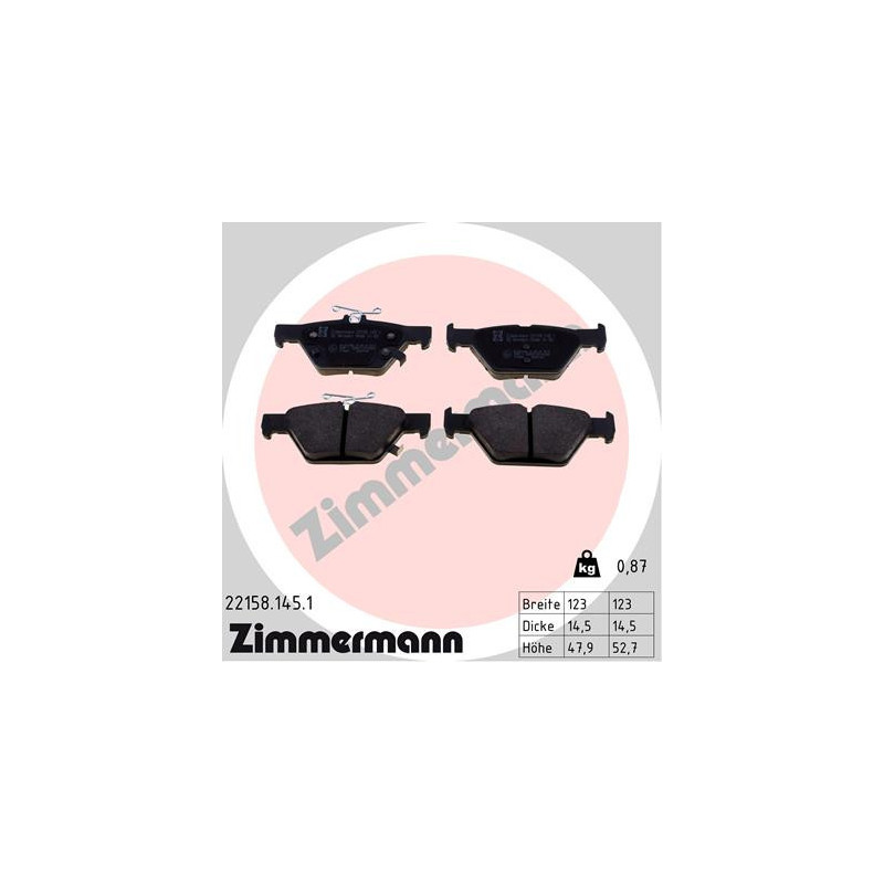 ZIMMERMANN 22158.145.1 Bremsbeläge Hinten für