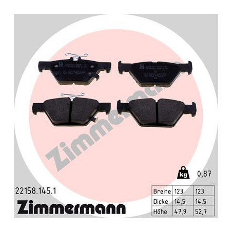 ZIMMERMANN 22158.145.1 Brake Pads Set Rear for