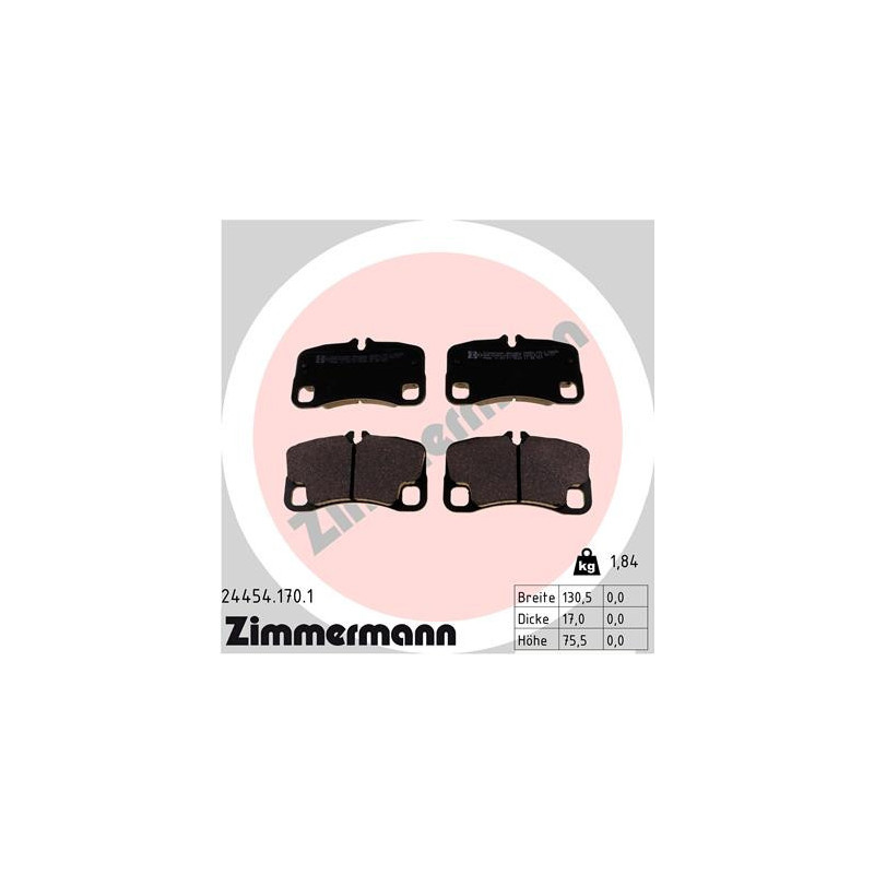 ZIMMERMANN 24454.170.1 Bremsbeläge Hinten für