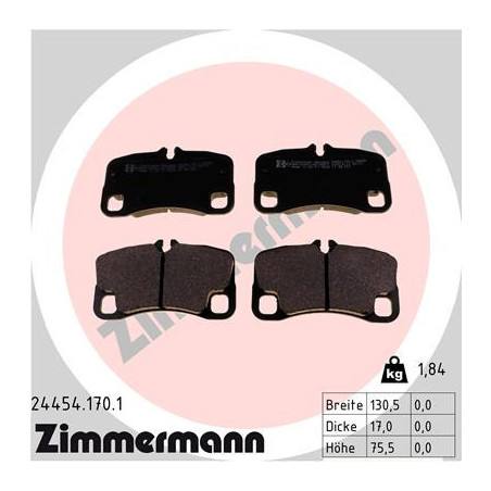 ZIMMERMANN 24454.170.1 Brake Pads Set Rear for