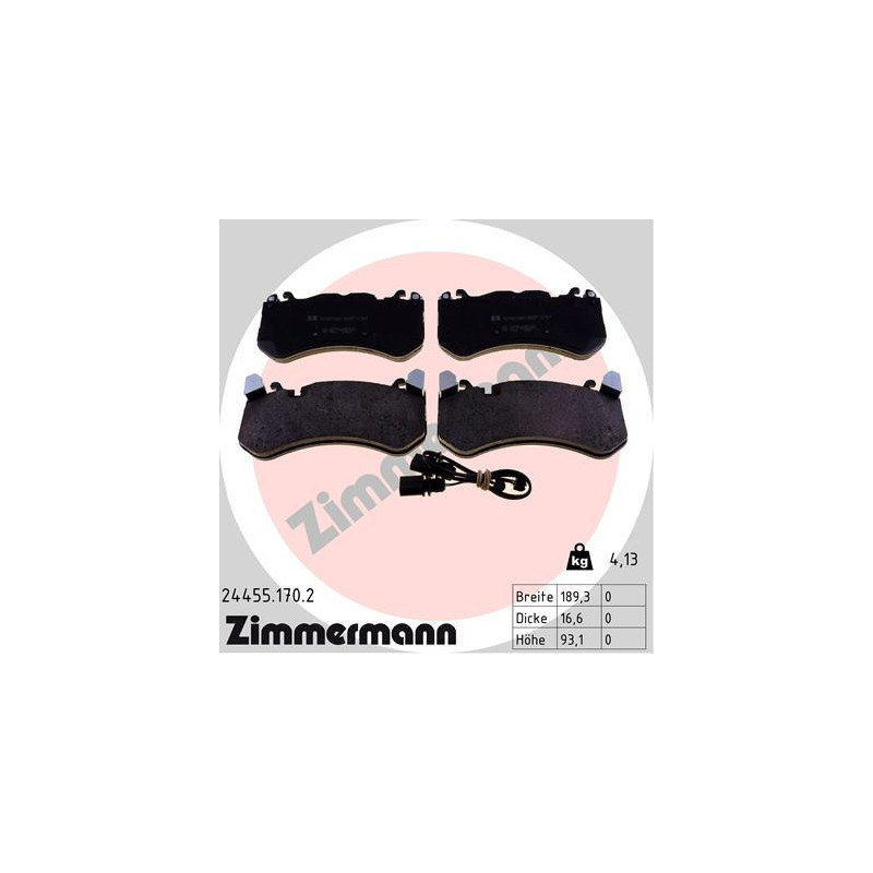 ZIMMERMANN 24455.170.2 Klocki hamulcowe Przód dla