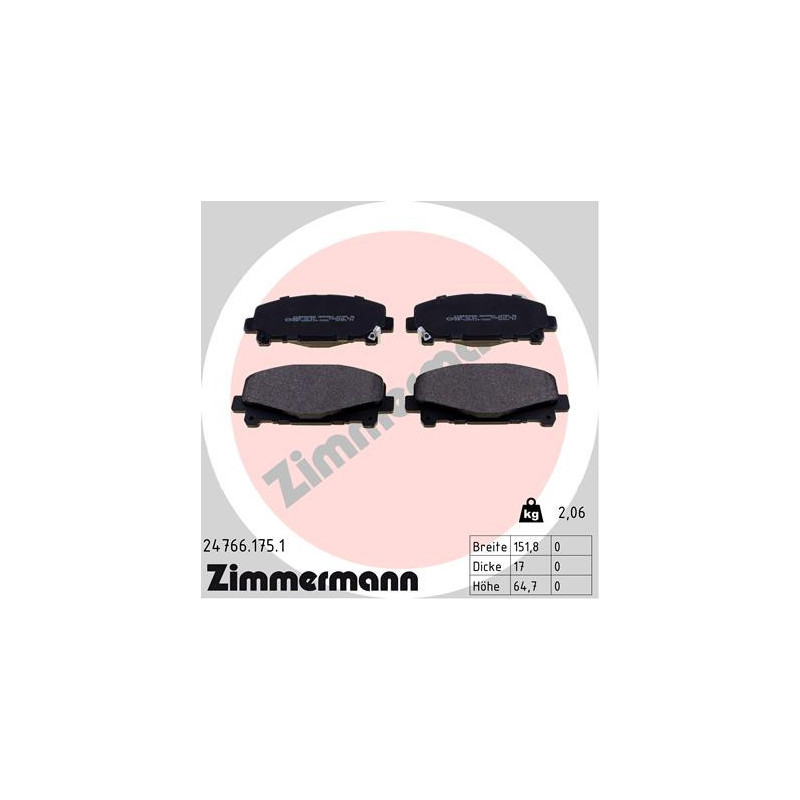 ZIMMERMANN 24766.175.1 Brzdové destičky Přední pro