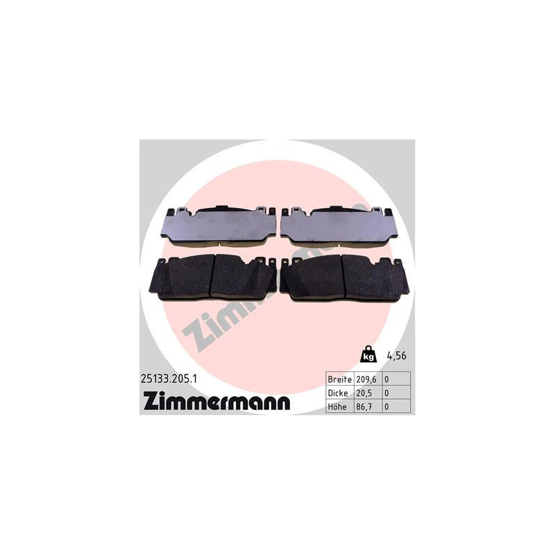 ZIMMERMANN 25133.205.1 Pastiglie freno Anteriore per