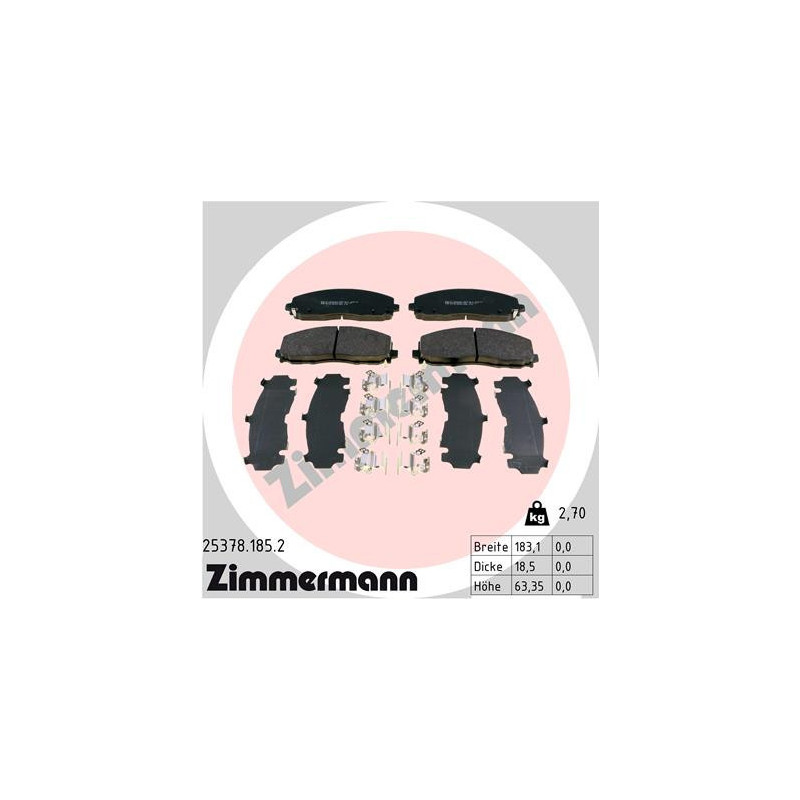 ZIMMERMANN 25378.185.2 Brzdové destičky Přední pro