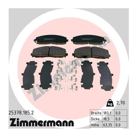 ZIMMERMANN 25378.185.2 Brake Pads Set Front for