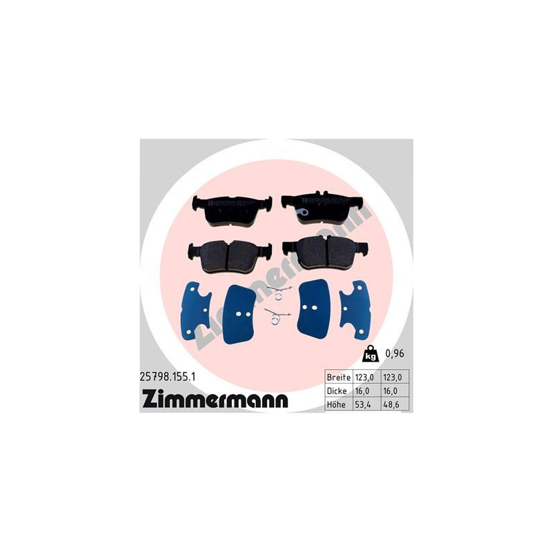 ZIMMERMANN 25798.155.1 Brzdové platničky Zadné pre