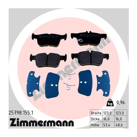 ZIMMERMANN 25798.155.1 Pastillas de freno Trasero para