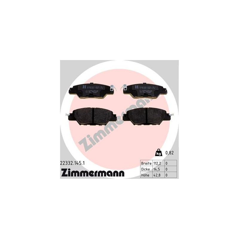 ZIMMERMANN 22332.145.1 Bremsbeläge