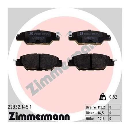 ZIMMERMANN 22332.145.1 Plaquettes de frein