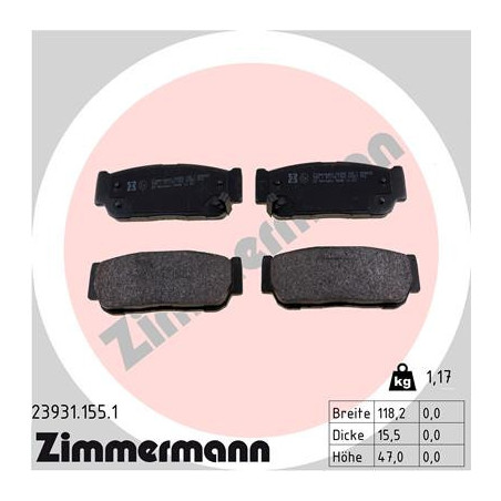 ZIMMERMANN 23931.155.1 Bremsbeläge Hinten für