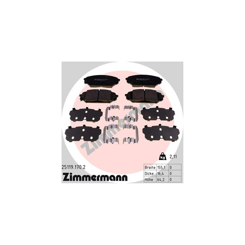 ZIMMERMANN 25119.170.2 Bremsbeläge Vorne für
