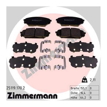 ZIMMERMANN 25119.170.2 Brzdové destičky Přední pro