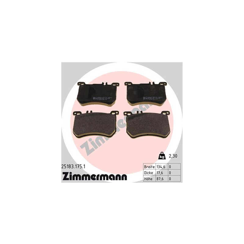 ZIMMERMANN 25183.175.1 Plaquettes de frein