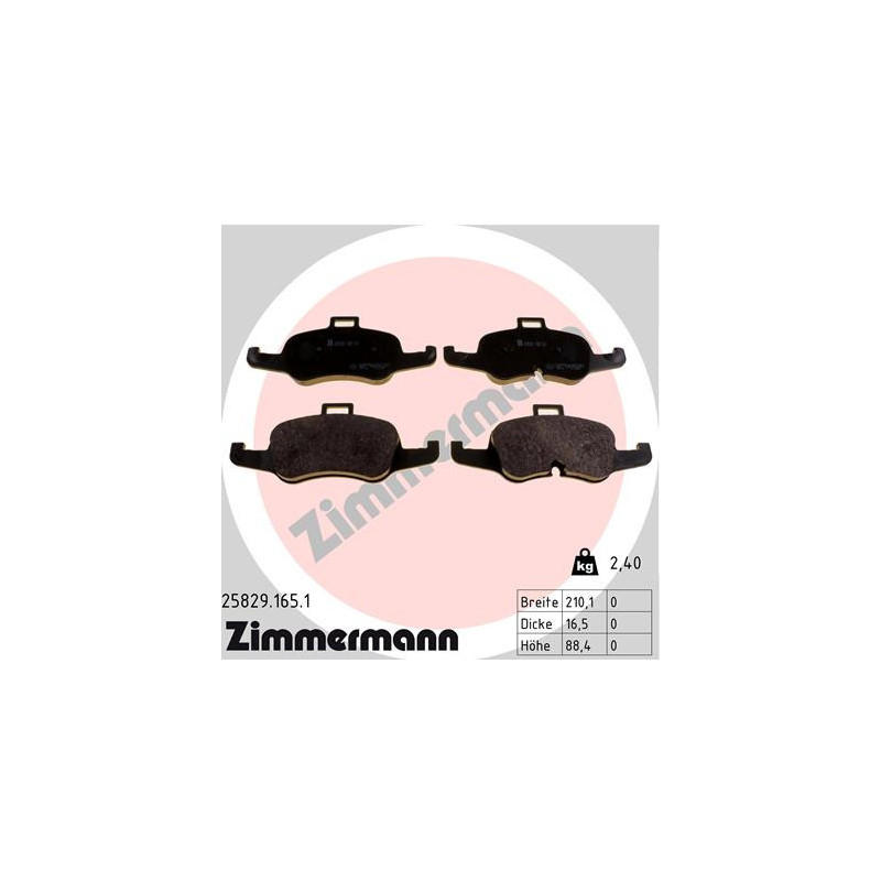 ZIMMERMANN 25829.165.1 Brzdové platničky Predné pre