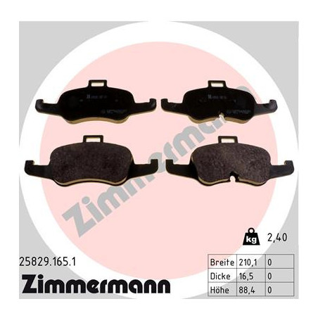 ZIMMERMANN 25829.165.1 Brzdové platničky Predné pre